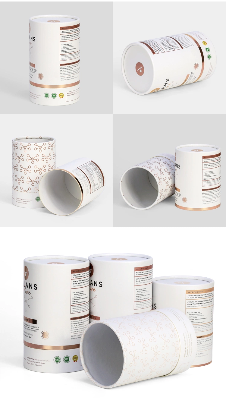 Firstsail Airtight Sealing Cardboard Luxury Printing Gift Paper Tube Coffee Tea Nuts Spice Baby Protein Powder Food Packaging Containers