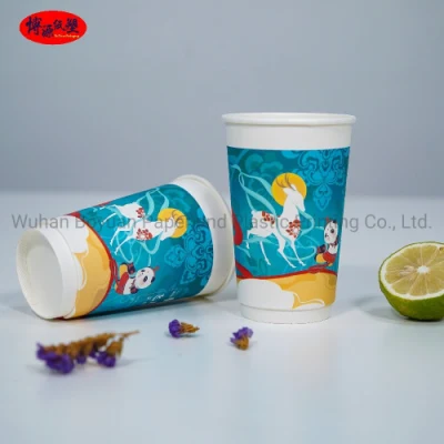 China-Hersteller kundenspezifisches Drucken von Einweg-Einwand-/Doppelwand-/Ripple-Wall-Pappbecher-Trinkgeschirr